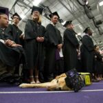 Photo of service dog at UW-Whitewater commencement