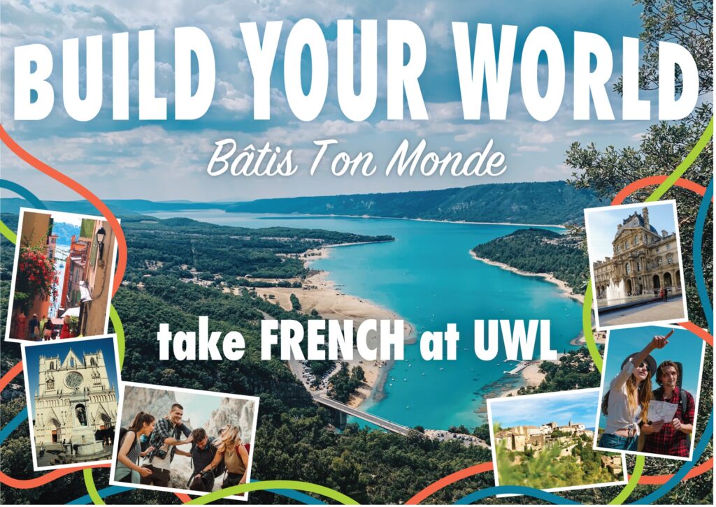 Photo of postcard associated with French program marketing campaign (Photo courtesy of Dany Jacob, assistant professor of French)