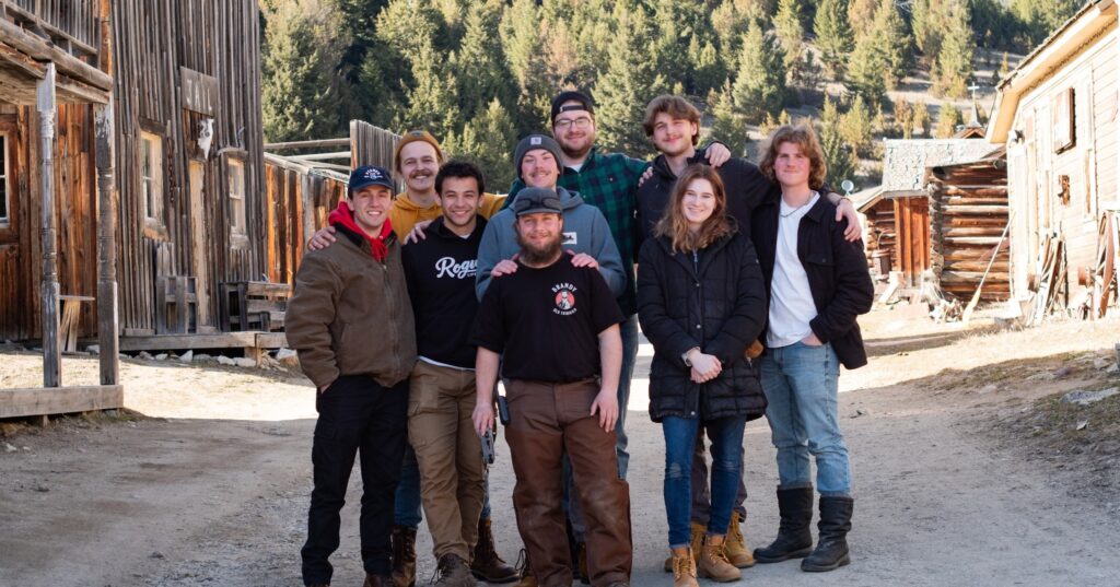 Photo of 'Ghosts of Gold Creek' crew Ethan Kulinski, Lucas Falkavage, Nicos Wiard, Marshall Jacklin, Will Pilegaard, Payton Kosiorek, Parker Cmeyla, Sydney Schmidt and Zach Hoffmire / Nicos Wiard and Marshall Jacklin