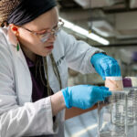 Photo of Cameron Wicks, a PhD student in UW–Madison’s Department of Food Science, working on a new technology that adds naturally occurring compounds to ice cream to prevent it from melting quickly on a hot summer day. (Photo: Michael King/University of Wisconsin–Madison)