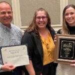 Photo of Cadi Doyle, ’16, far right, who was honored with the Adapted Physical Education Teacher of the Year Award by the Society of Health and Physical Educators (SHAPE America)