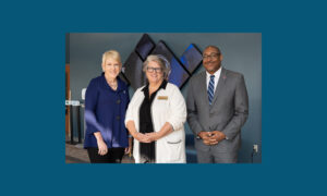 Photo of W-Stout Chancellor Katherine Frank, NTC President Jeannie Worden and UW-Stevens Point Chancellor Thomas Gibson