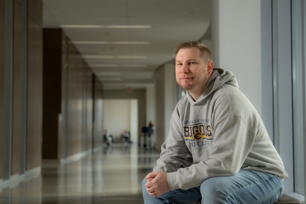 Photo of Coey: On Dec. 21, Coey will be among the first graduates of the University of Wisconsin-Eau Claire’s new professional studies major that started this fall. The major promotes bachelor’s degree completion for students who have either earned an associate degree or have significant college credits. (Photo credit: UW-Eau Claire)