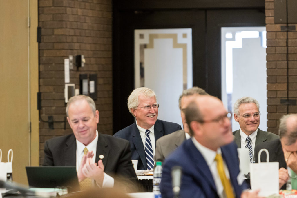 Photo of Jim Henderson at Board of Regents meeting hosted by UW-Milwaukee on June 6, 2019. (Photo by Mikaila Dusenberry/UW-Milwaukee)