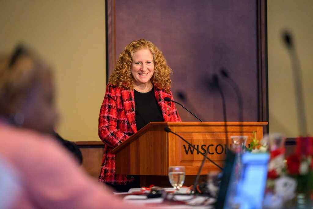 Photo of UW-Madison Chancellor Jennifer Mnookin, February 2025 Board of Regents meeting hosted by UW-Madison